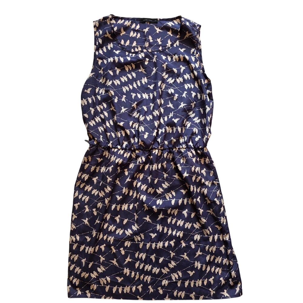 Peaches N Cream Blue Bird on a Wire Print Sleeveless Elastic Waist‎ Dress Large